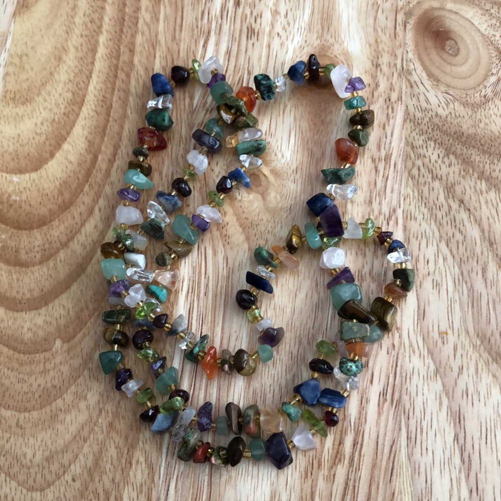 Vintage Genuine Gemstone Chips Necklace